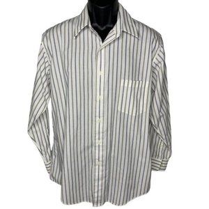 Vintage Kuppenheimer Button Up Dress Shirt XL White Striped Long Sleeve Cotton